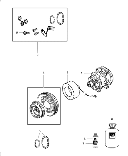 Clutch Overhaul Kit A/C Compressor Includes:Washers, Snap Rings, Bolt