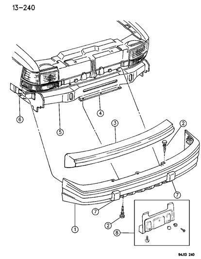 New 1993-1996 Fits Chrysler Grand Cherokee Nerf Strip Front Fascia - Part # 5DL70MY2