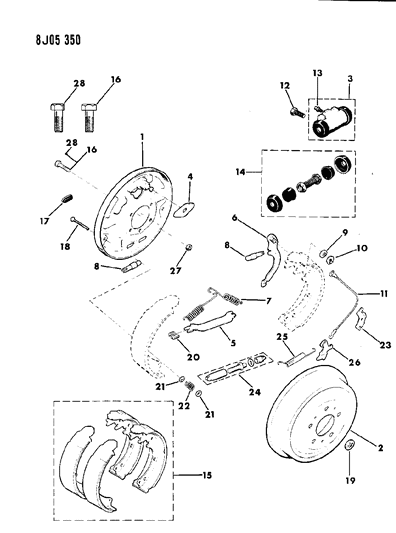 New 1984-2002 Fits Chrysler Dakota Spring-Brake Shoe Return - Part # J3112780