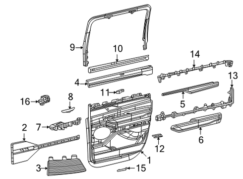 New 2022-2024 Fits Chrysler Wagoneer Molding-Door Panel - Part # 6UB74AAAAA