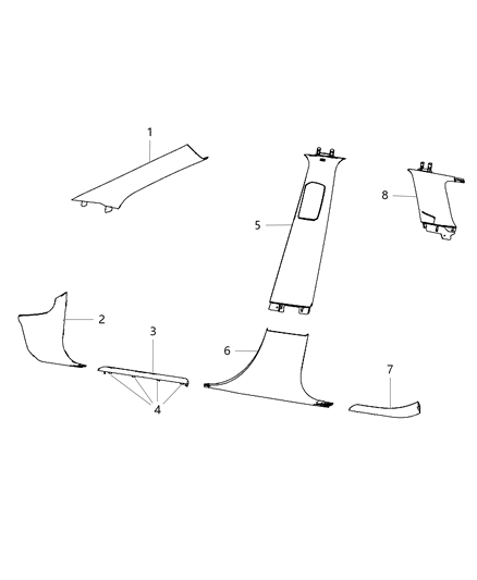 New 2015 Fits Chrysler Grand Cherokee Molding-B Pillar - Part # 1GT14LC5AF