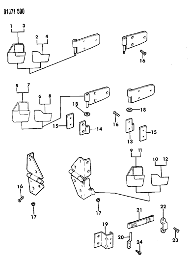 New 1991-1993 Fits Chrysler Wrangler Door Hinge - Part # 55033949