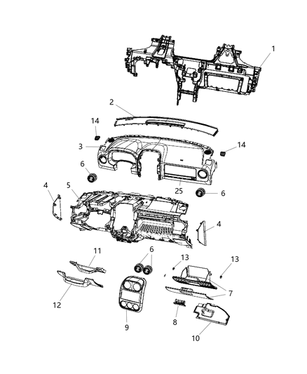 New 2013-2017 Fits Chrysler Caliber, Compass, Patriot Appilque-Instrument Panel - Part # 68161240AA