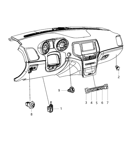 New 2011-2013 Fits Chrysler Grand Cherokee Switch-4 Gang - Part # 56046289AB