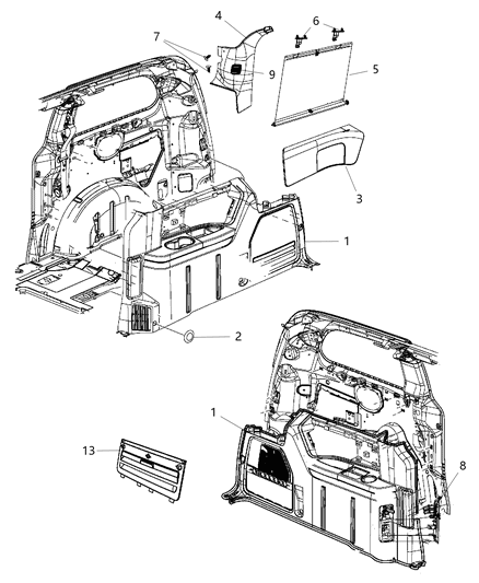 New 2014-2015 Fits Chrysler Grand Caravan, Town & Country Panel-D Pillar - Part # ZR13LTUAH