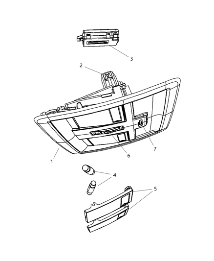 New 2007-2011 Fits Chrysler Liberty, Nitro Console-Overhead Console - Part # 1NW76DW1AA