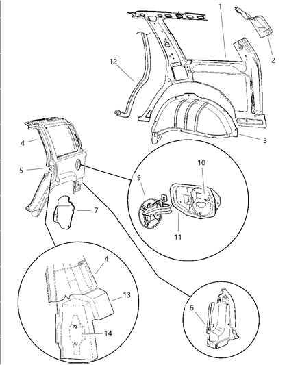 New 1993-1998 Fits Chrysler Grand Cherokee Seal-Splash R/Wheel House Rh - Part # 55031994