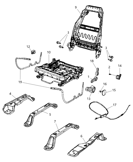 New 2008-2010 Fits Chrysler Wrangler Handle-Recliner - Part # 1FL441D5AA