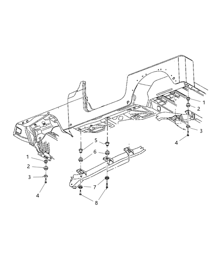 New 1997-2006 Fits Chrysler Wrangler Isolator-Body Hold Down - Part # 55176178