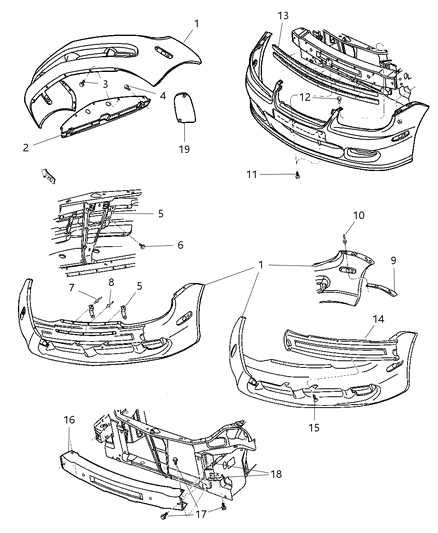 New 2001-2005 Fits Chrysler Neon Front Bumper Cover - Part # 5018993AA