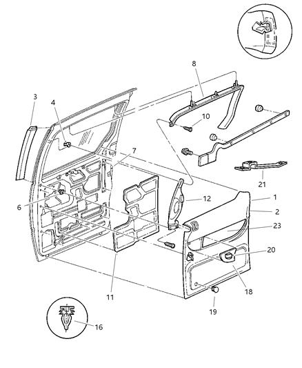 New 2000 Fits Chrysler Grand Caravan, Town & Country Panel Sliding Door Trim - Part # QF98RC3AC