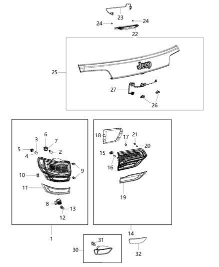 New 2015 Fits Chrysler Grand Cherokee Applique-License Lamp - Part # 1WD55KGZAI