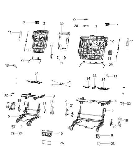 New 2015-2016 Fits Chrysler Grand Cherokee Frame - Rear Seat Back 60% - Part # 68145194AD