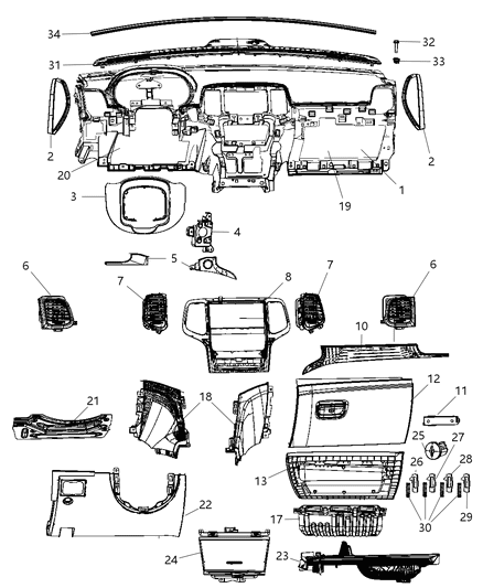 New 2013 Fits Chrysler Grand Cherokee Applique-Instrument Panel - Part # 68210805AA