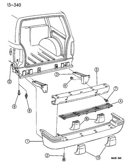 New 1993-1996 Fits Chrysler Grand Cherokee Nerf Stri-Rear Fascia Gold (Limited) - Part # 5DL74MY2