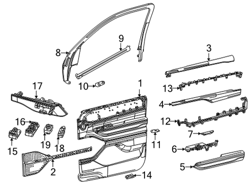 New 2023-2024 Fits Chrysler Wagoneer Applique-Door Panel - Part # 7KW44AAAAA