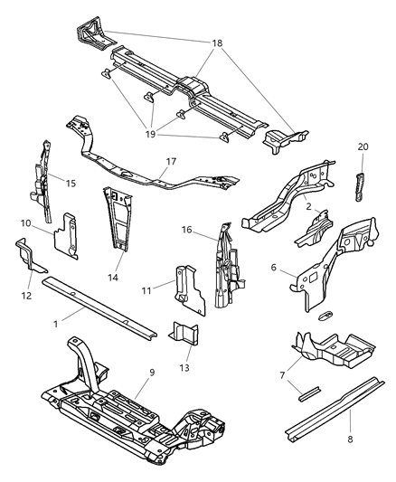 New OEM Genuine Plymouth, Right Radiator Support Tie Bar Bracket - Part # 4783482AC