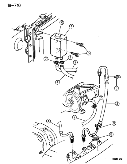 New 1991-1995 Fits Chrysler Wrangler Line-Power Steering Pressure - Part # 52037644