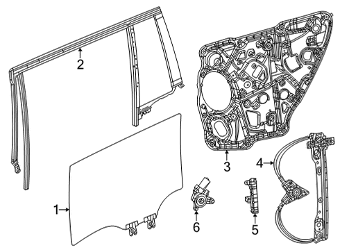 New 2021-2024 Fits Chrysler Grand Cherokee Regulator-Rear Door Window - Part # 68499695AA
