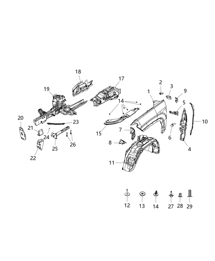 New 2019 Fits Chrysler Caliber, Compass, Patriot Rail-Frame Front - Part # 68370961AA