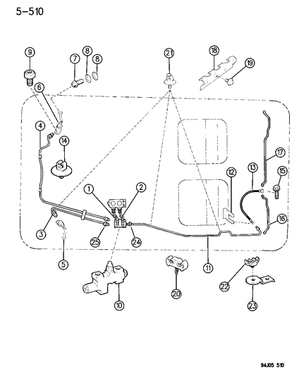 New 1994-1995 Fits Chrysler Wrangler Line-Brake - Part # V1128779AA