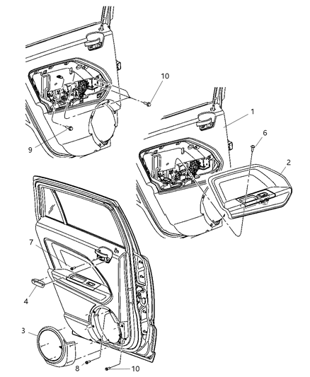 New 2008 Fits Chrysler Caliber, Compass, Patriot Panel-Rear Door Trim - Part # 1FK951DVAC
