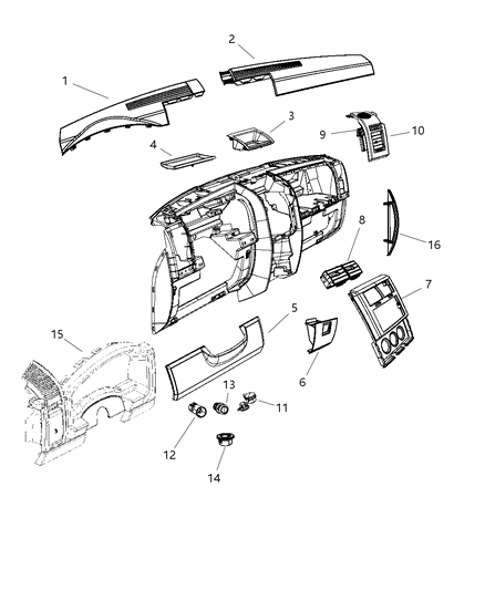 New 2008-2009 Fits Chrysler Liberty Bezel-Instrument Panel - Part # 1EQ951D0AC