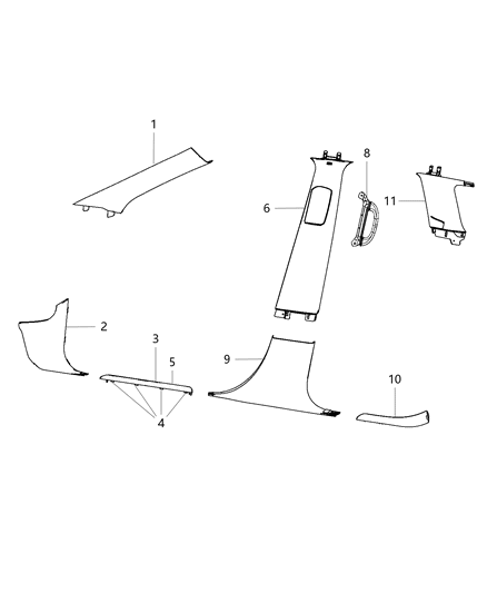 New 2016 Fits Chrysler Grand Cherokee Panel-A Pillar - Part # 5VP02BD1AC