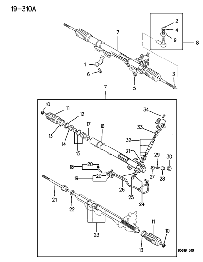 New 1995-2005 Fits Chrysler Avenger Plug-Steering Gear Housing - Part # MR198984