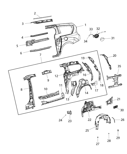 New 2018-2020 Fits Chrysler Pacifica, Voyager Reinfmnt-Quarter Window - Part # 68334938AA