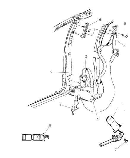 New 2003 Fits Chrysler Grand Caravan, Town & Country Front Inner Seat Belt - Part # XP981T5AA