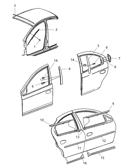 New 2001-2005 Fits Chrysler Neon Molding-A-Pillar - Part # 5303405AF