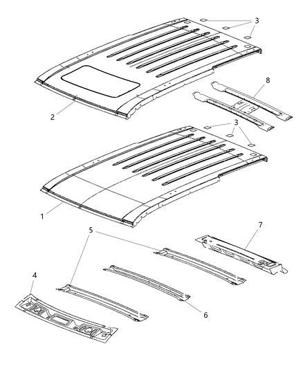New 2011-2012 Fits Chrysler Grand Cherokee Header-Roof Upper Rear - Part # 68036319AA