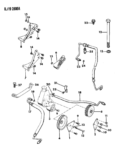 New 1987-1990 Fits Chrysler Wrangler Hose-Power Steering Pressure - Part # 52002460