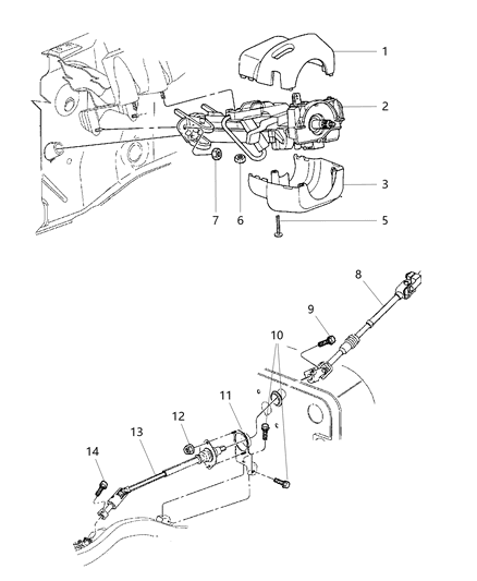 New 2003-2006 Fits Chrysler Wrangler Shroud-Steering Column - Part # 5GN36DX9AB
