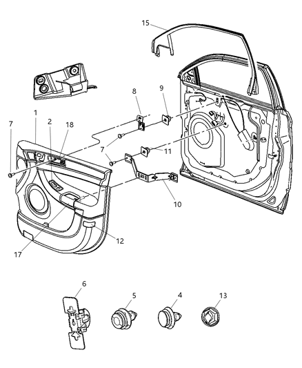 New 2004-2008 Fits Chrysler Pacifica Bracket-Door Pull Cup - Part # 5028295AA