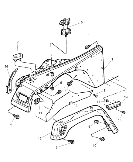 New 2005 Fits Chrysler Wrangler Applique-Fender - Part # 5KC26BDLAB
