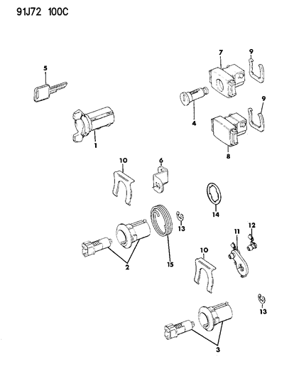 New 1991-1993 Fits Chrysler Grand Cherokee Cylinder - Door Lock Uncoded - Part # 4637581
