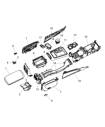 New 2011 Fits Chrysler Grand Cherokee Console Armrest - Part # 1TL45HL1AC