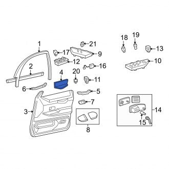 New OEM 2003 Mercury Grand Marquis Front Driver's Left Door Armrest, Part # YW7Z-5424101-AAA