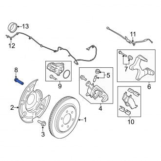 New OEM Rear Disc Brake Caliper Anchor Plate Bolt Fits, 2018-2024 Ford F-150 - Part # W718680S439