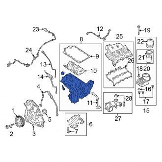 New OEM Upper Engine Oil Pan Fits, 2018-2022 Ford F-150 - Part # JL3Z6K040B