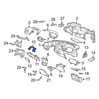 New OEM Upper Instrument Panel Knee Bolster Fits, 1997 Ford F-150 - Part # F65Z1504459AAE