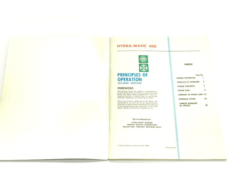 New OEM Ferrari 400 Hydra-Matic Transmission Service Overhaul Manual MC6008