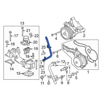 New OEM Lower Engine Coolant Pipe Fits, 2023-2024 Ford F-250 - Part # HC3Z7A030A