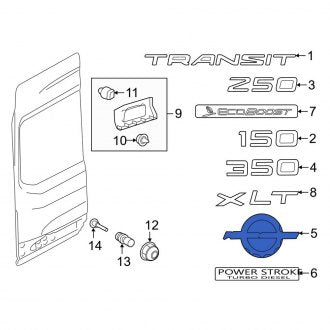 New OEM Rear Door Emblem Fits, 2015-2023 Ford Transit - Part # FK4Z9942528A