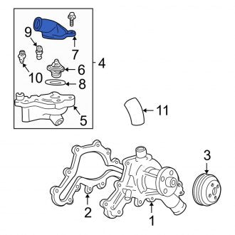 New OEM Lower Engine Coolant Thermostat Housing Fits, 2001 Ford Explorer - Part # 2L5Z8592BB