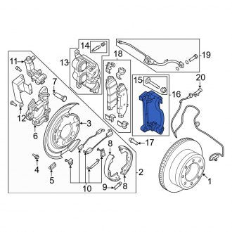 New OEM Rear Disc Brake Caliper Bracket Fits, 2023-2024 Ford F-250 - Part # PC3Z2B511C