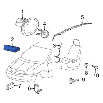 New OEM Upper Instrument Panel Air Bag Fits, 2004 Ford Freestar - Part # 4F2Z17044A74AB