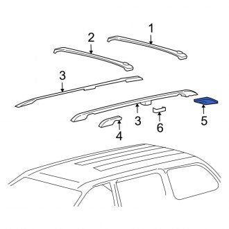 New OEM 2004-2005 Ford Freestar Rear Left Roof Luggage Carrier Side Rail Cap, Part # 4F2Z1755183AAA
